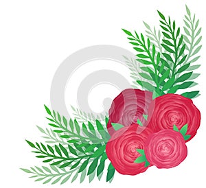 Flower angular pattern with roses and leaves.