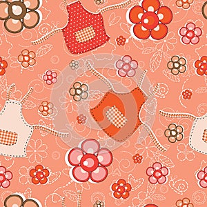 Flower and apron cute seamless pattern