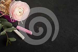 Flower arangement of ranunculus and chalk