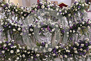 Flower arch theme wedding stage decoration