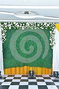 Flower arch theme wedding stage decoration