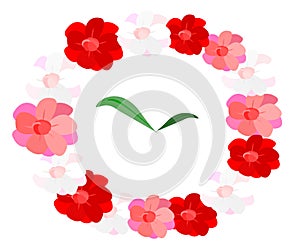 Flower Arranged in a clock shape. Illustration bloom vintage style on white isolated background