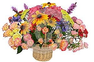 Flower arrangement in a basket photo