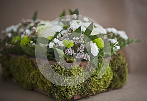 Flower arrangement in a box