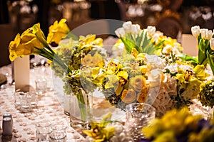 Flower Arrangement on a Elegant Dinner Table