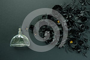 Flower arrangement. Flowers, fragrance, perfume on black