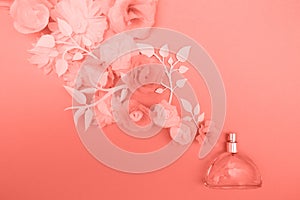 Flower arrangement. Flowers, fragrance, perfume on pink