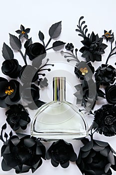 Flower arrangement. Flowers, fragrance, perfume on white