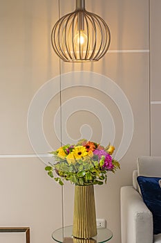 Flower arrangement in a nice living room