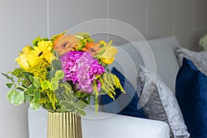 Flower arrangement in a nice living room