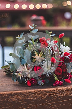 Flower arrangement outdoors photo