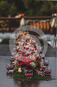 Flower arrangement outdoors photo