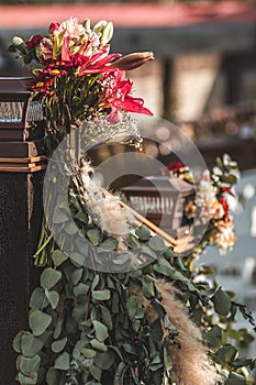 Flower arrangement outdoors photo