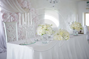 Flower arrangements on the table