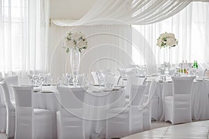 Flower arrangements on the tables