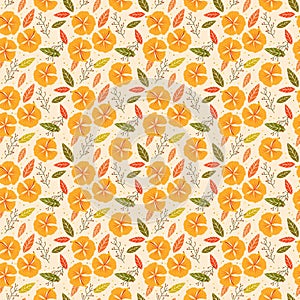 Flower in autumn theme seamless pattern.