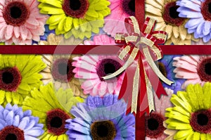 Flower Background with Bow and Ribbon for Newyear