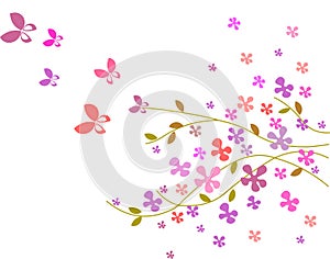 Flower background with butterflies -3
