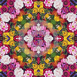 Flower background. Effect of a kaleidoscope.