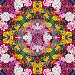 Flower background. Effect of a kaleidoscope. photo