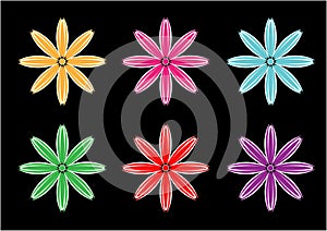 Flower background vector designs in different colors