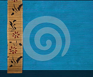 Flower bamboo banner on blue