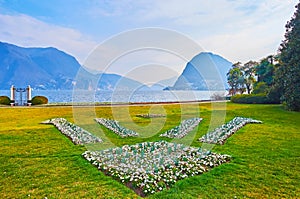 The flower beds in Parco Ciani, Lugano, Switzerland photo