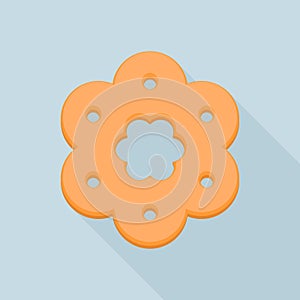 Flower biscuit icon, flat style