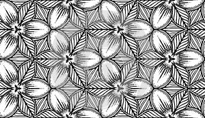 Flower black seamless pattern floral leaf texture