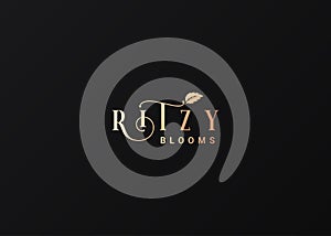 Flower blooms logo. Rose leaf ritzy luxury concept photo