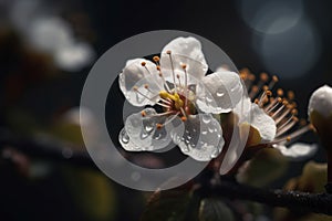 Flower blossom drop closeup. Generate Ai