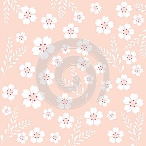 Flower blossom and leaves pattern with pastel color background