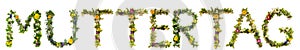 Flower And Blossom Letter Building Word Muttertag Means Mothers Day photo