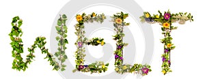 Flower And Blossom Letter Building Word Welt Means World photo