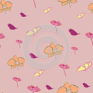 Flower blossom petals seamless repeat pattern design.