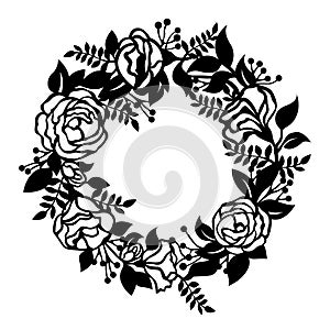 Flower blossom Wreath circle sign paper cut art vector design