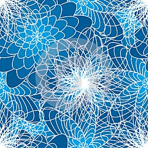 Flower blue bright white seamless pattern