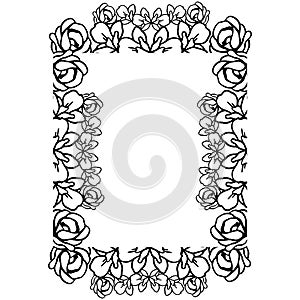 Flower border frame template with decorated corner, for design card, invitation card, greeting card. Vector