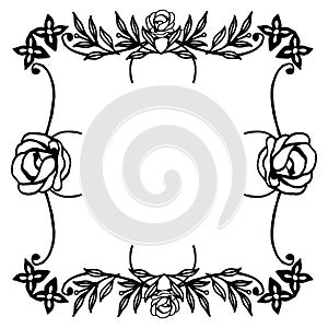 Flower border frame template with decorated corner, for design card, invitation card, greeting card. Vector