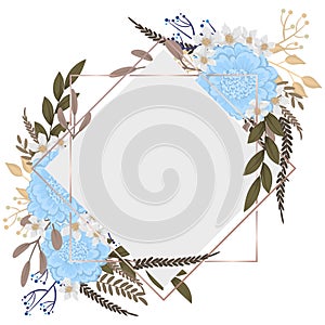 Flower border template - light blue flowers