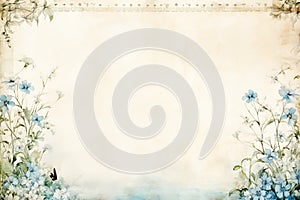 Flower Border Template Sheet with Blue Borders and Dragonflies