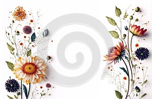 flower border on white background