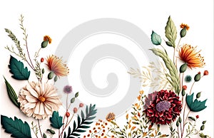 flower border on white background