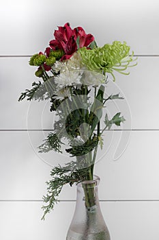 Flower bouguet in glass vase