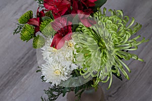 Flower bouguet in glass vase