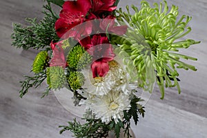 Flower bouguet in glass vase