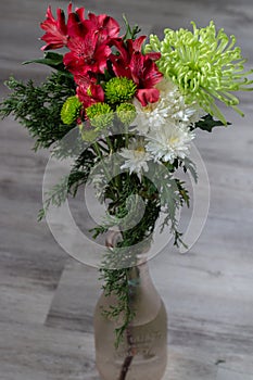 Flower bouguet in glass vase