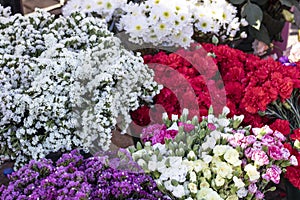 Flower bouquet close-up. There are many kinds of flowers in verenkte.