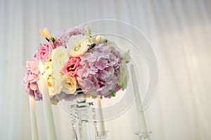 Flower bouquet decoration with candles