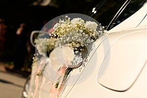 flower bouquet decoration on car